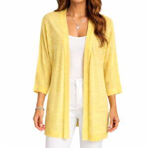 NWT Lis collections Mat Butter Yellow Open Front Cardigan Size XL